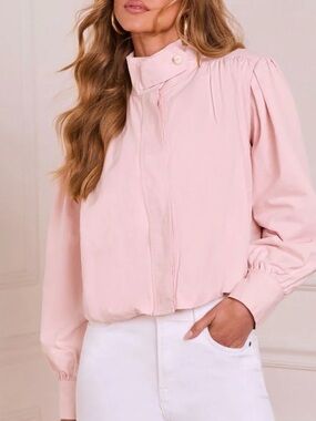 Vici Soft Blush Pink High Collar Bomber Jacket